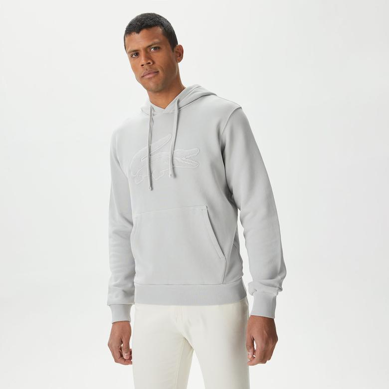 Lacoste Erkek Relaxed Fit Kapüşonlu Gri Sweatshirt