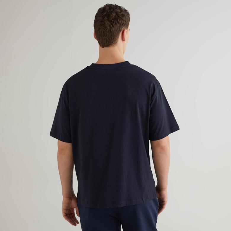 GANT Erkek Lacivert Relaxed Fit Bisiklet Yaka Logolu T-shirt
