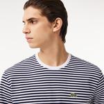 Lacoste Erkek Classic Fit Bisiklet Yaka Çizgili Beyaz T-Shirt
