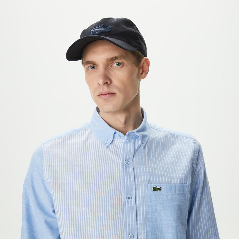 Lacoste Erkek Regular Fit Çizgili Mavi Gömlek