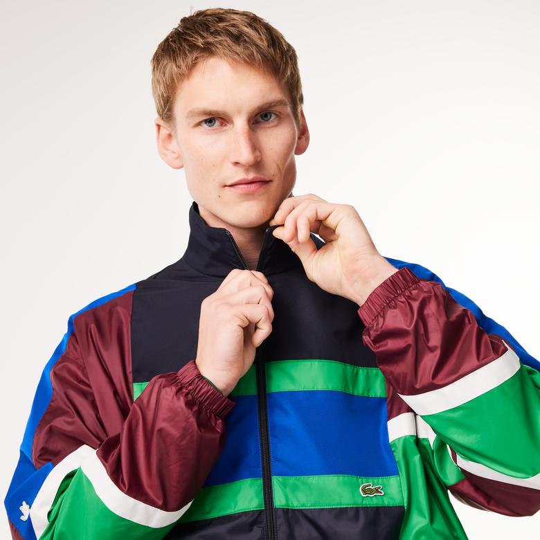 Lacoste Erkek Dik Yaka Renk Bloklu Renkli Mont