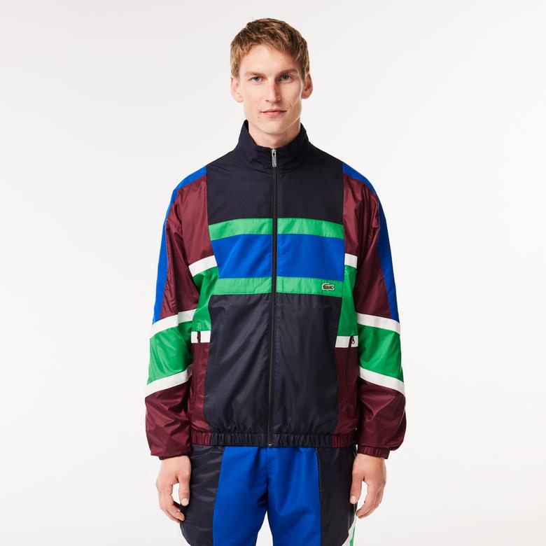 Lacoste Erkek Dik Yaka Renk Bloklu Renkli Mont