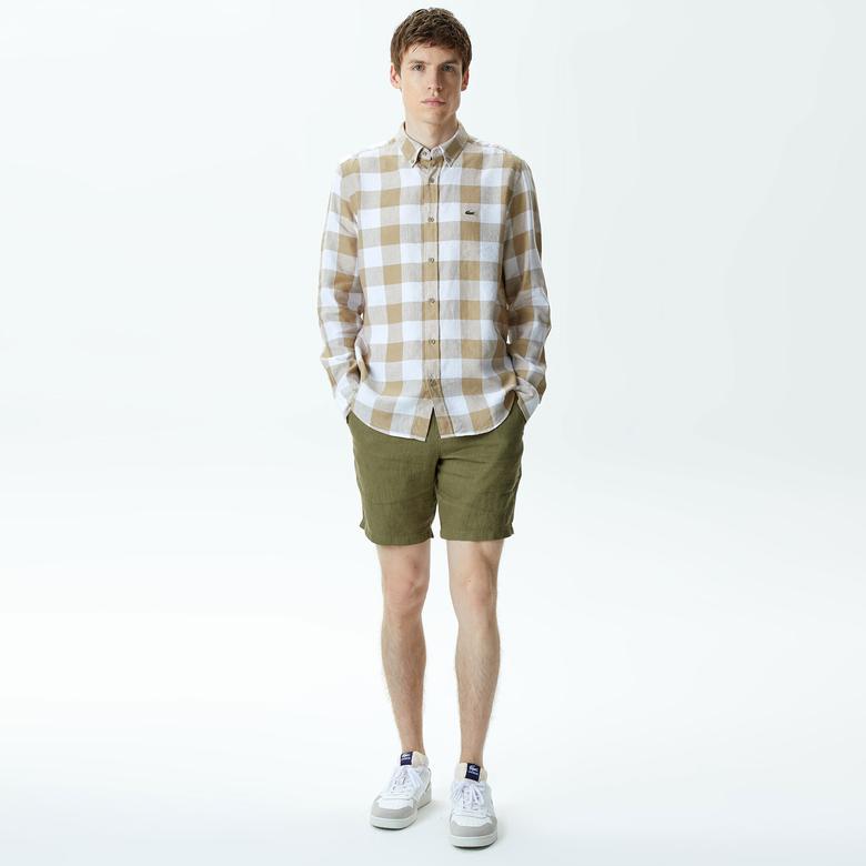 Lacoste Erkek Regular Fit Ekose Beyaz Gömlek
