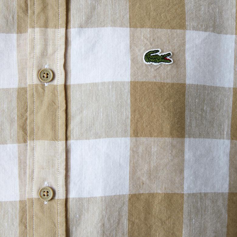 Lacoste Erkek Regular Fit Ekose Beyaz Gömlek