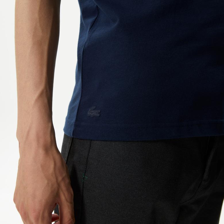 Lacoste Erkek Slim Fit Bisiklet Yaka Baskılı Lacivert T-Shirt