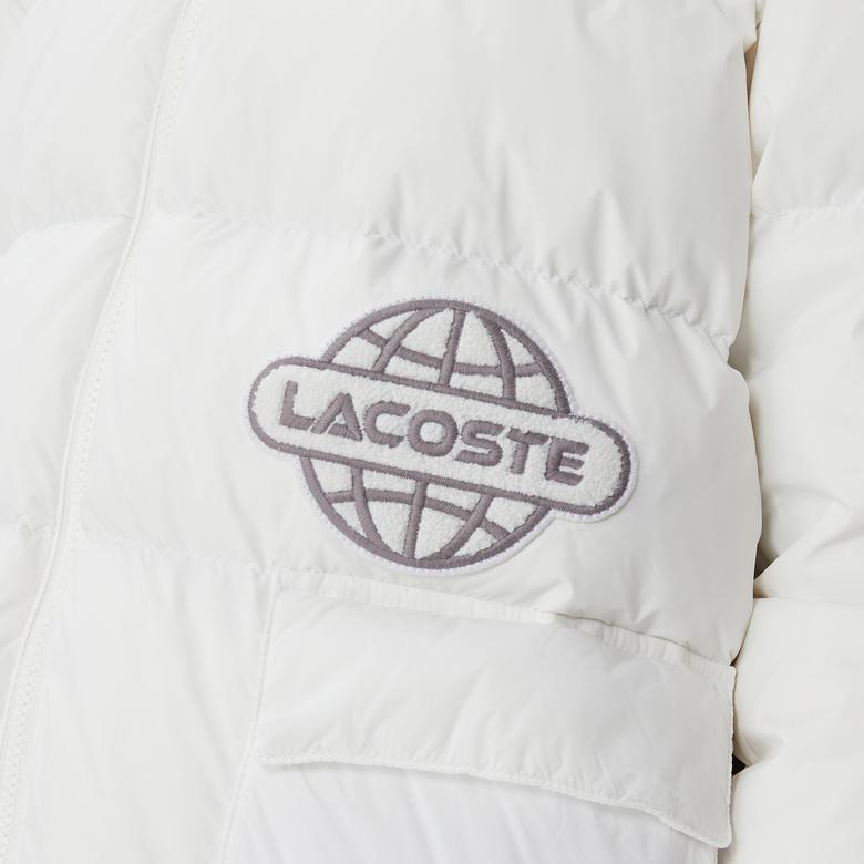 Lacoste Kadın Kapüşonlu Kapitone Beyaz Mont