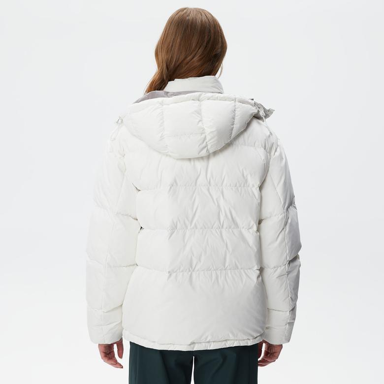 Lacoste Kadın Kapüşonlu Kapitone Beyaz Mont
