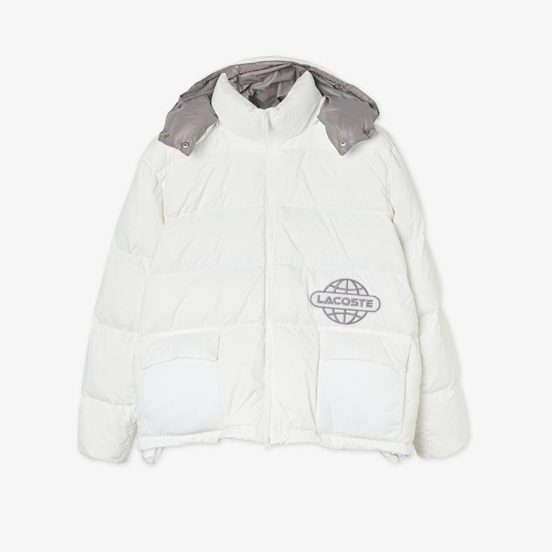 Lacoste Kadın Kapüşonlu Kapitone Beyaz Mont