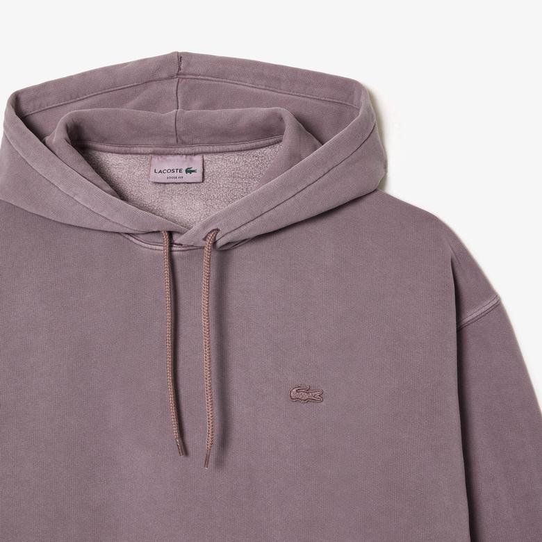 Lacoste Neo Heritage Unisex Loose Fit Kapüşonlu Mor Sweatshirt