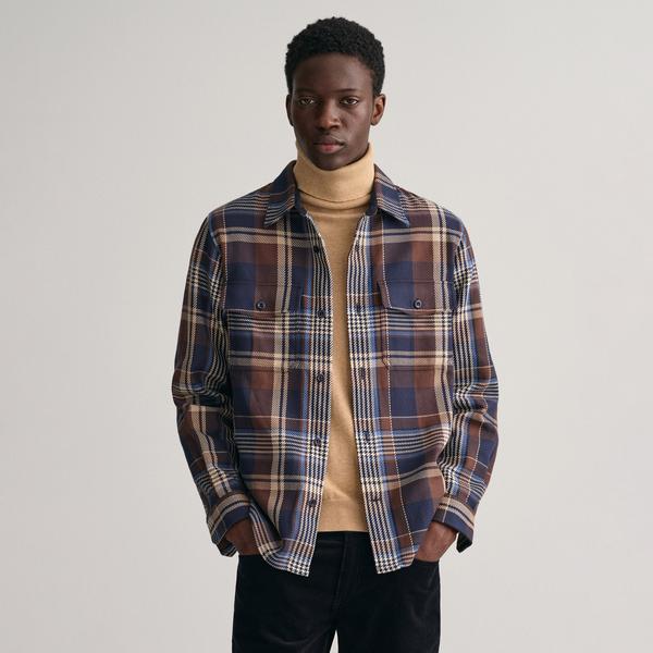 GANT Erkek Lacivert Regular Fit Klasik Yaka Kareli Gömlek