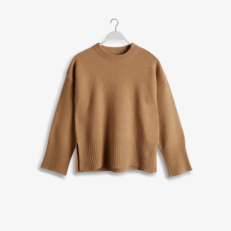 GANT Kadın Kahverengi Relaxed Fit Bisiklet Yaka Kazak