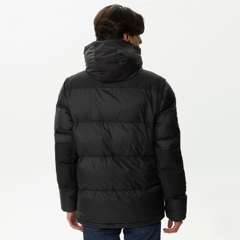 Lacoste Erkek Kapüşonlu Kapitone Siyah Mont
