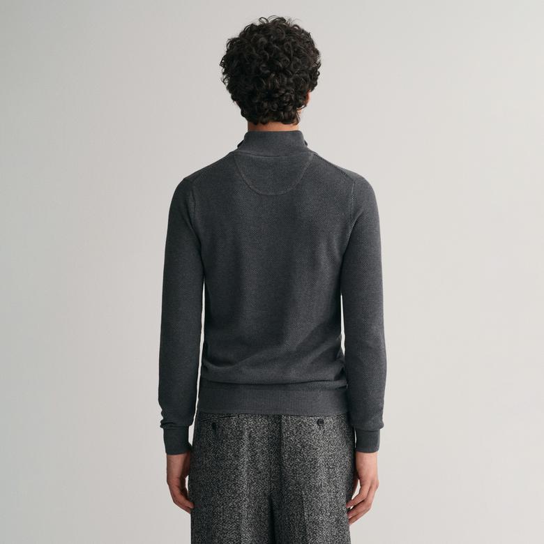 GANT Erkek Gri Regular Fit Yarım Fermuarlı Kazak