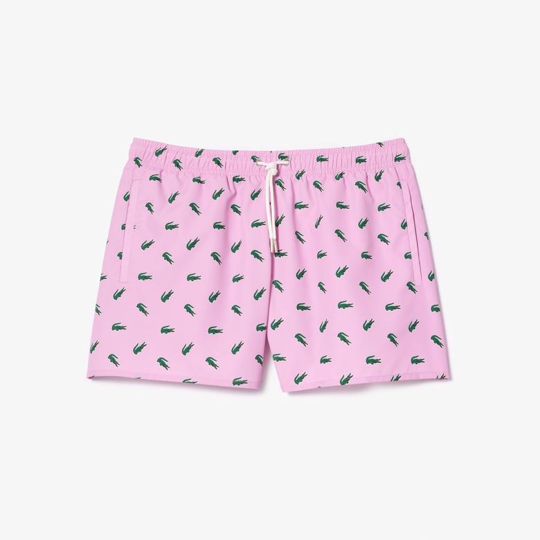 Lacoste Erkek Desenli Pembe Mayo Şort