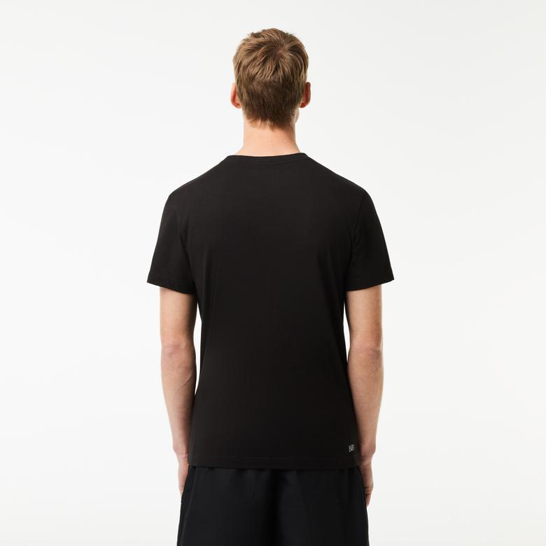 Lacoste Erkek Regular Fit Bisiklet Yaka Baskılı Siyah T-Shirt