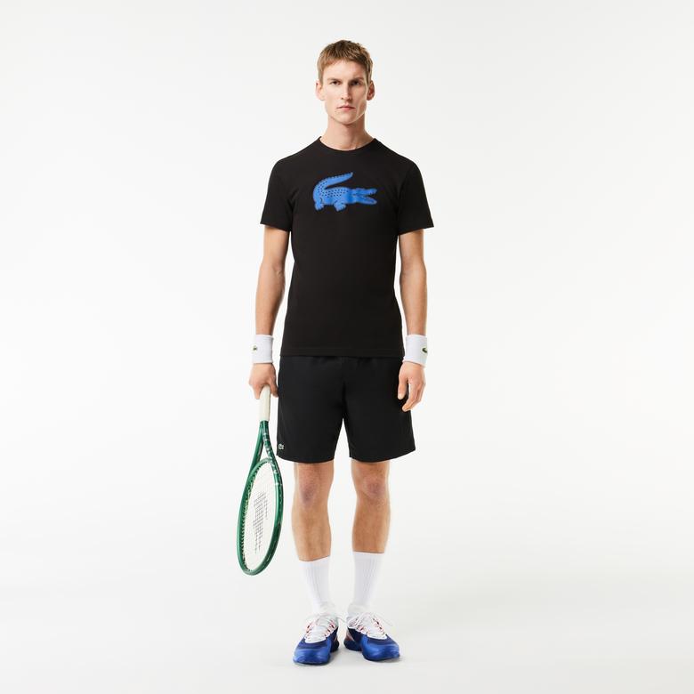 Lacoste Erkek Regular Fit Bisiklet Yaka Baskılı Siyah T-Shirt
