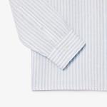 Lacoste Erkek Regular Fit Düğmeli Yaka Çizgili Keten Açık Mavi Gömlek