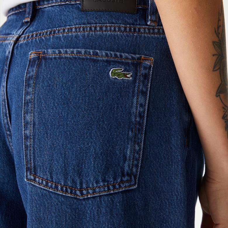 Lacoste Kadın Relaxed Fit Lacivert Jean Pantolon