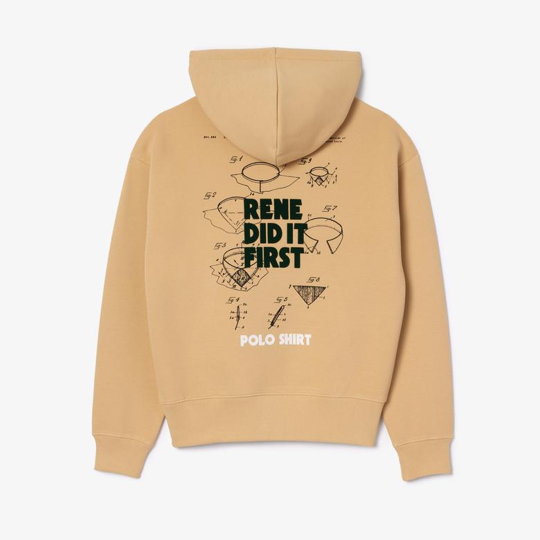 Lacoste Classic Unisex Relaxed Fit Bej Hoodie