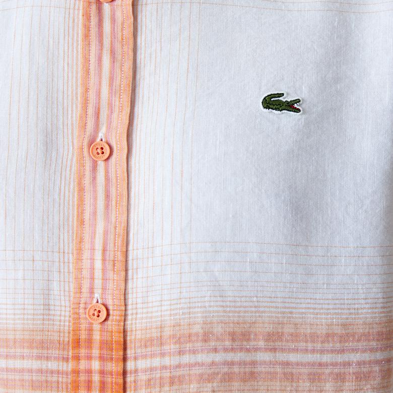 Lacoste Erkek Regular Fit Ekose Turuncu Gömlek