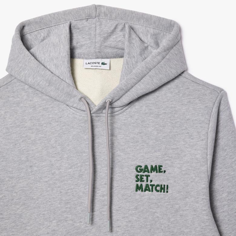 Lacoste Classic Unisex Relaxed Fit Gri Hoodie