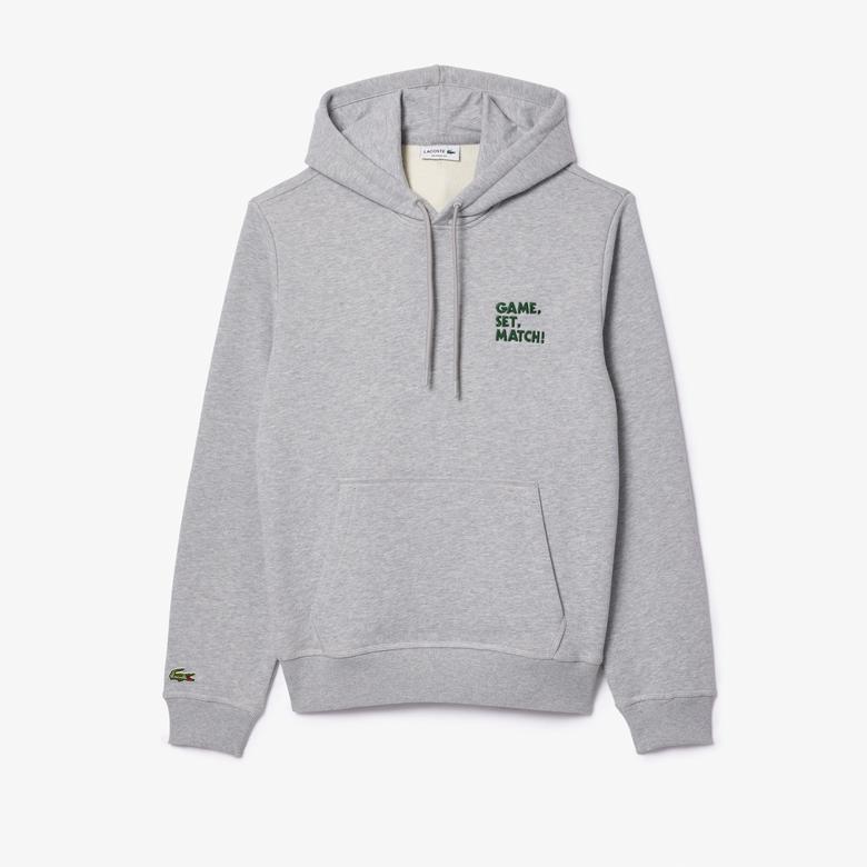 Lacoste Classic Unisex Relaxed Fit Gri Hoodie