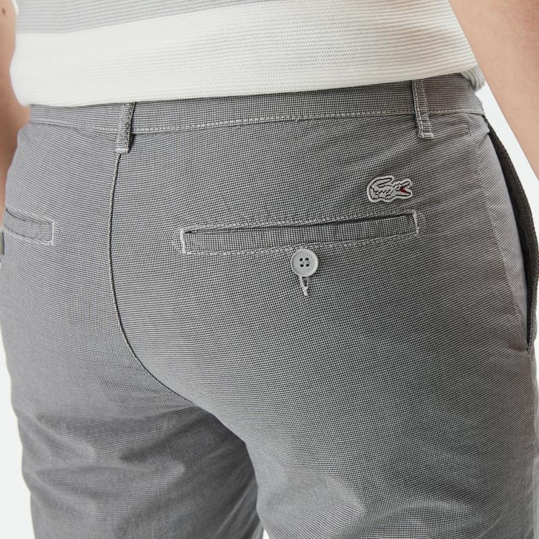 Lacoste Erkek Slim Fit Desenli Gri Bermuda