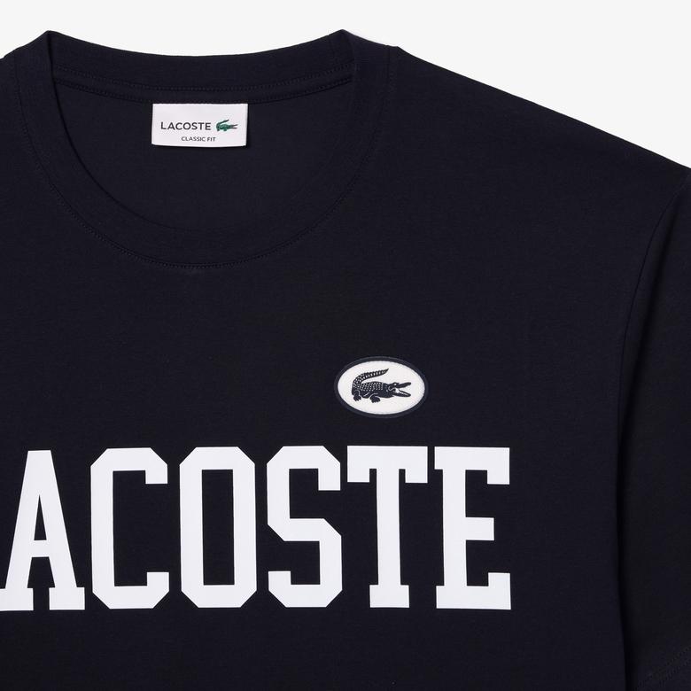 Lacoste Erkek Classic Fit Bisiklet Yaka Baskılı Lacivert T-Shirt