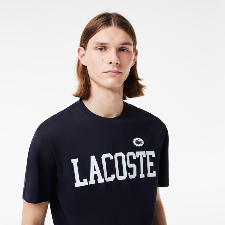 Lacoste Erkek Classic Fit Bisiklet Yaka Baskılı Lacivert T-Shirt