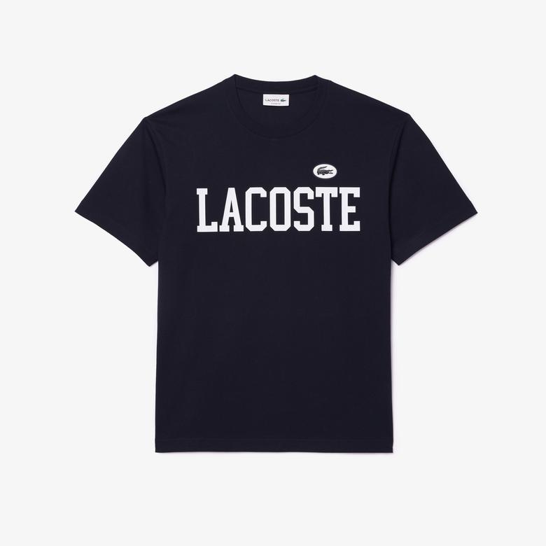 Lacoste Erkek Classic Fit Bisiklet Yaka Baskılı Lacivert T-Shirt