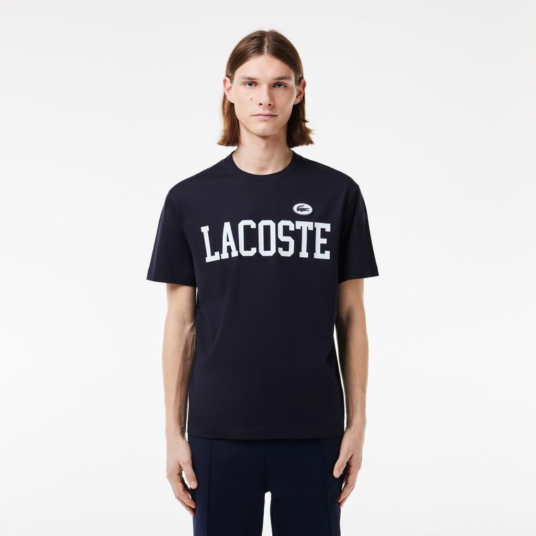 Lacoste Erkek Classic Fit Bisiklet Yaka Baskılı Lacivert T-Shirt