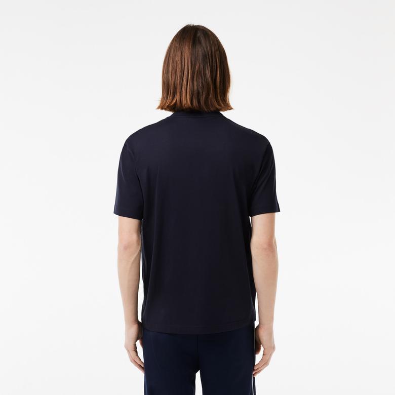 Lacoste Erkek Classic Fit Bisiklet Yaka Baskılı Lacivert T-Shirt