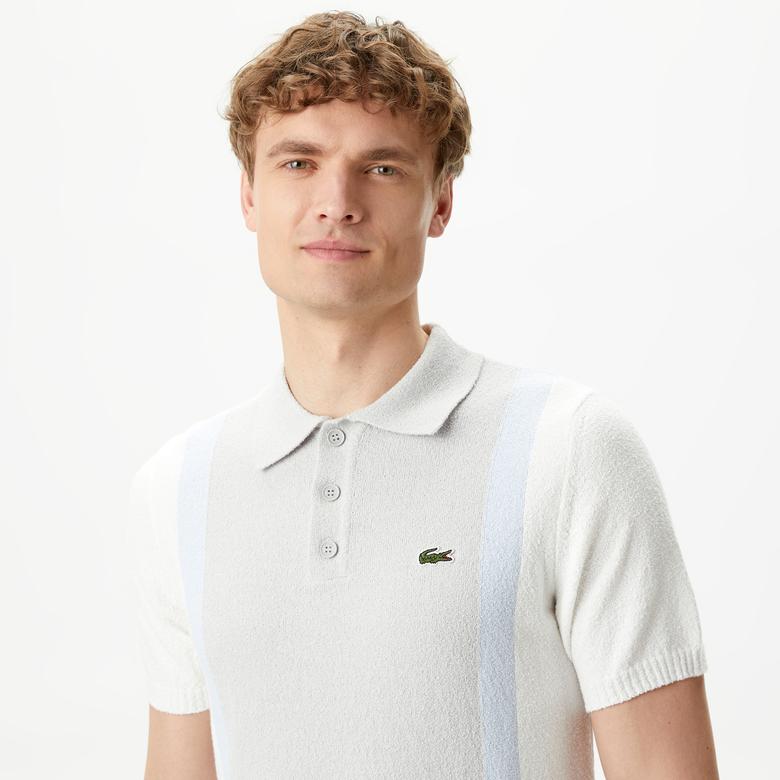 Lacoste Erkek Regular Fit Kısa Kollu Gömlek Yaka Gri Triko