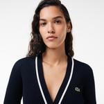 Lacoste Kadın V Yaka Lacivert Hırka