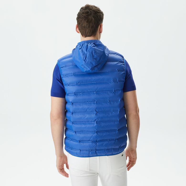 Lacoste Erkek Kapüşonlu Kapitone Mavi Yelek