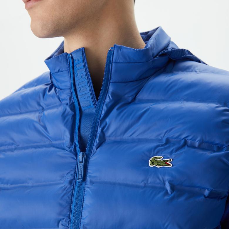 Lacoste Erkek Kapüşonlu Kapitone Mavi Yelek