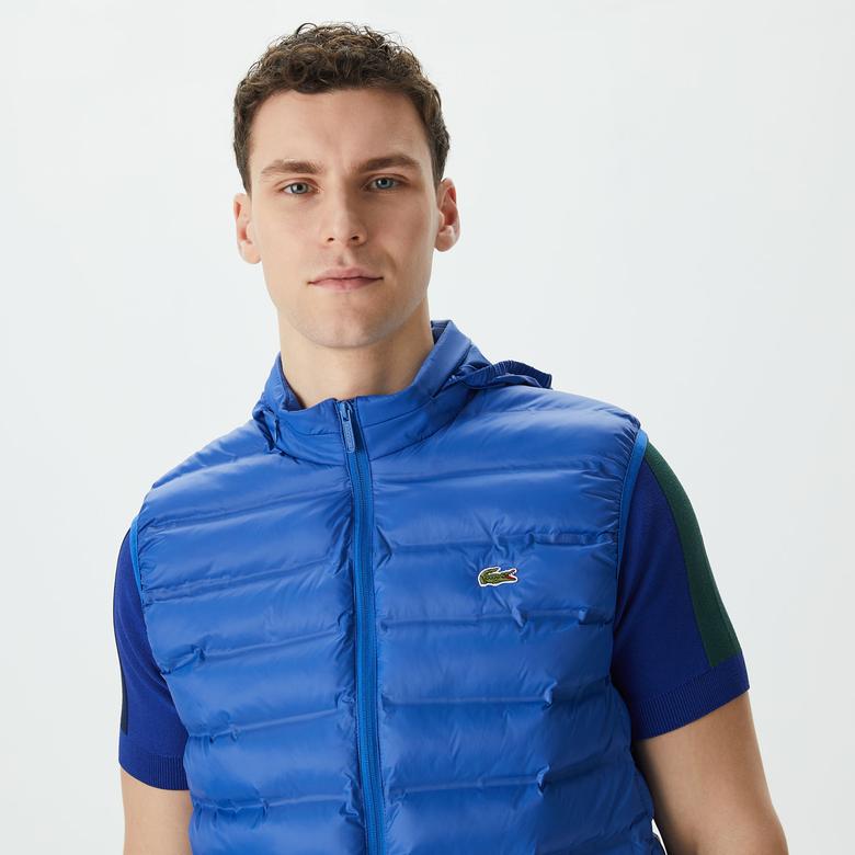 Lacoste Erkek Kapüşonlu Kapitone Mavi Yelek