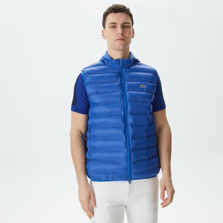 Lacoste Erkek Kapüşonlu Kapitone Mavi Yelek