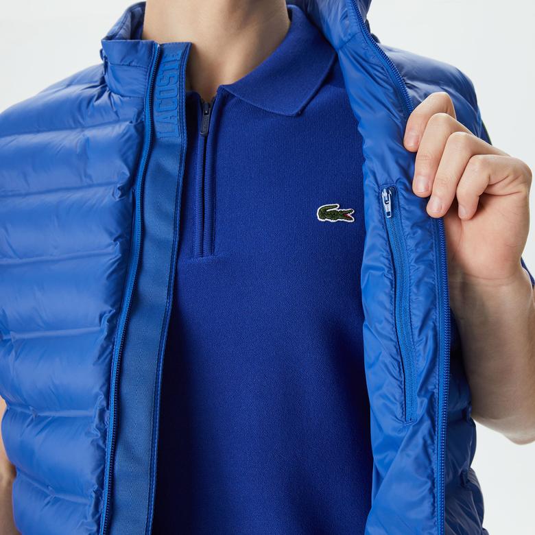 Lacoste Erkek Kapüşonlu Kapitone Mavi Yelek