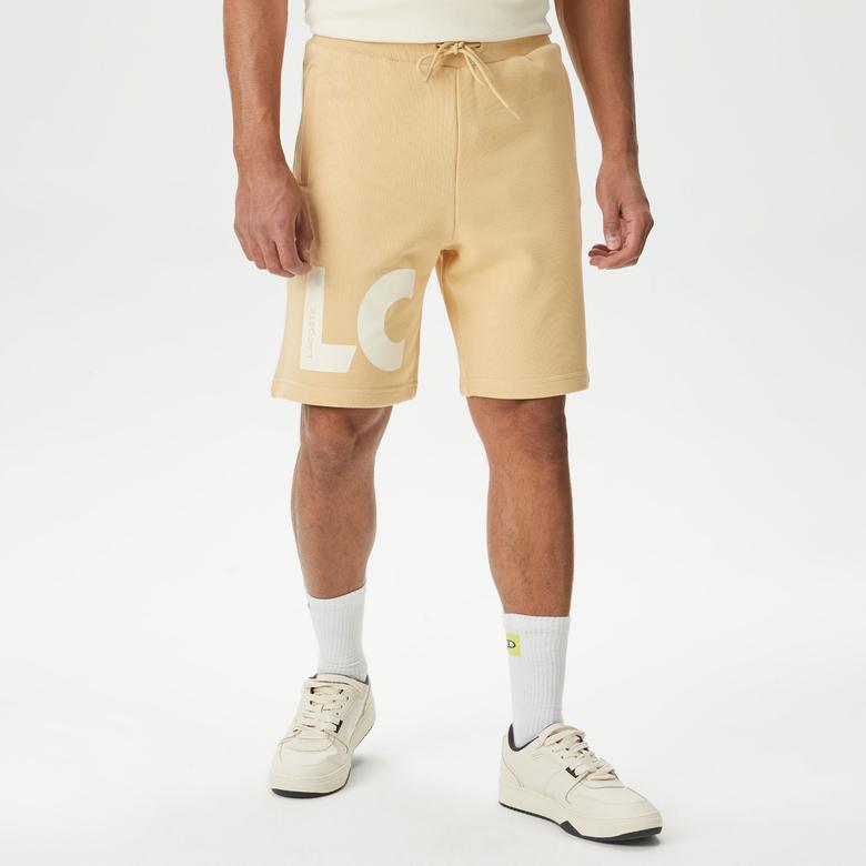 Lacoste Erkek Relaxed Fit Baskılı Bej Şort