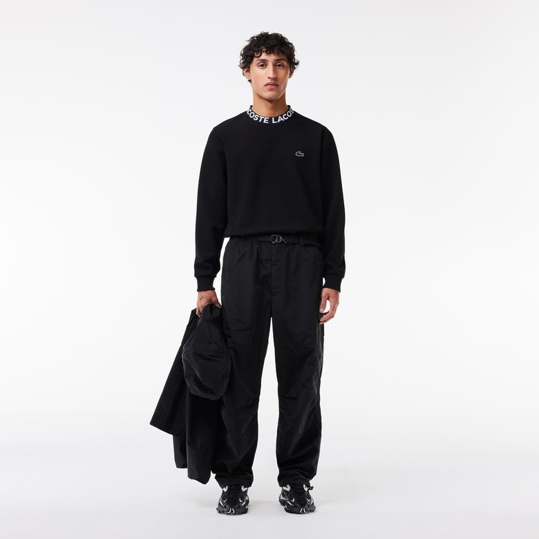 Lacoste Erkek Classic Fit Bisiklet Yaka Baskılı Siyah Sweatshirt