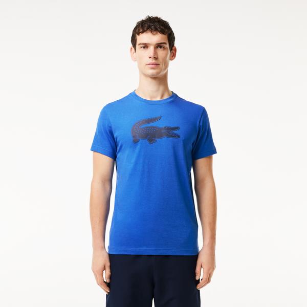 Lacoste Erkek Regular Fit Bisiklet Yaka Baskılı Mavi T-Shirt
