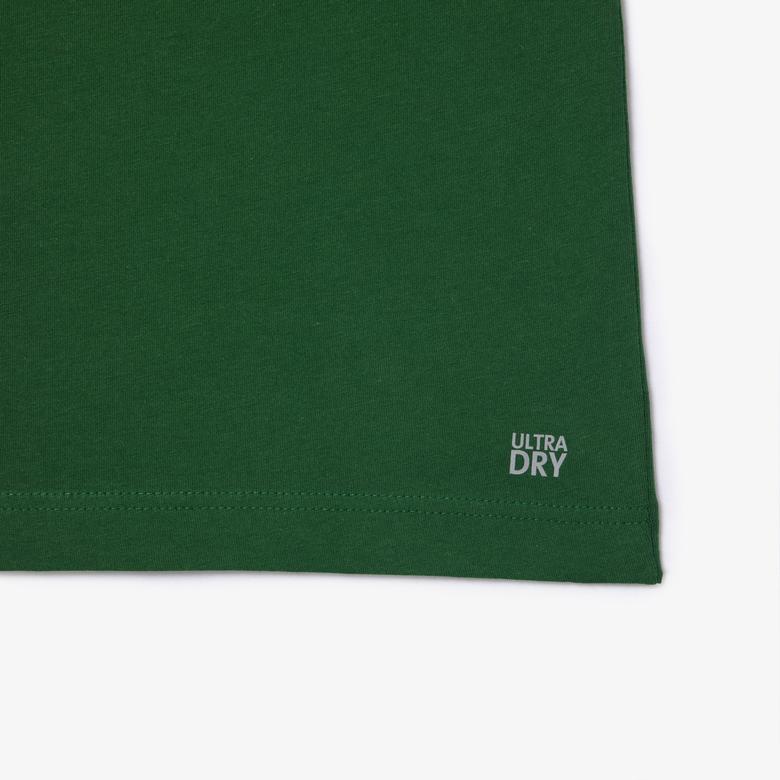 Lacoste SPORT Erkek Regular Fit Bisiklet Yaka Baskılı Yeşil T-Shirt