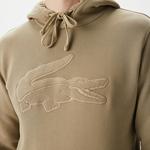 Lacoste Erkek Relaxed Fit Kapüşonlu Baskılı Bej Sweatshirt