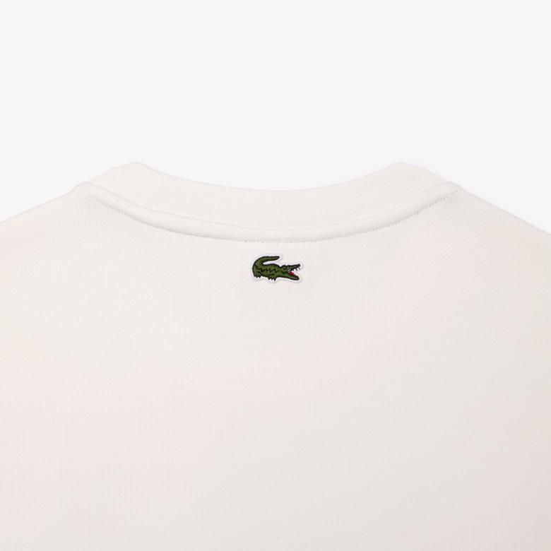 Lacoste Erkek Classic Fit Bisiklet Yaka Baskılı Krem Sweatshirt