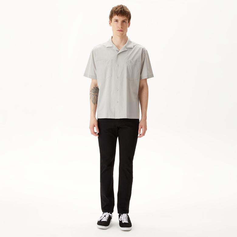 Lacoste Erkek Relaxed Fit Kısa Kollu Gri Gömlek