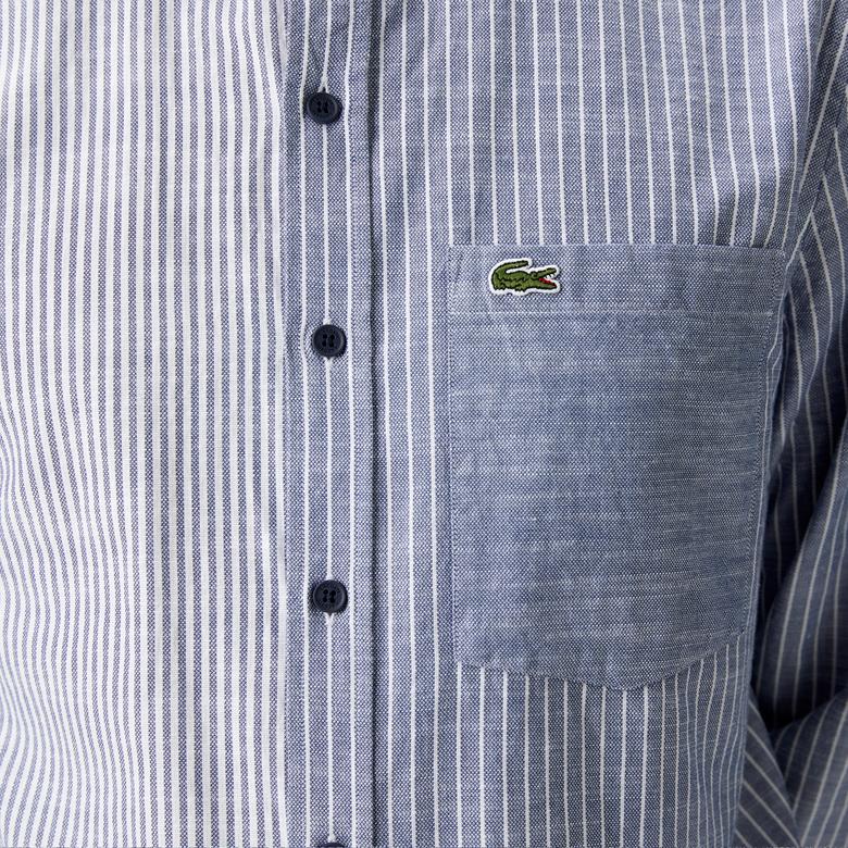 Lacoste Erkek Regular Fit Çizgili Lacivert Gömlek