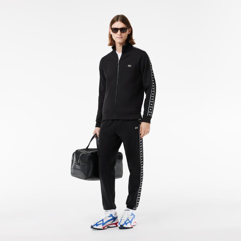 Lacoste Erkek Classic Fit Dik Yaka Baskılı Siyah Sweatshirt