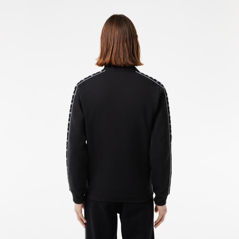 Lacoste Erkek Classic Fit Dik Yaka Baskılı Siyah Sweatshirt