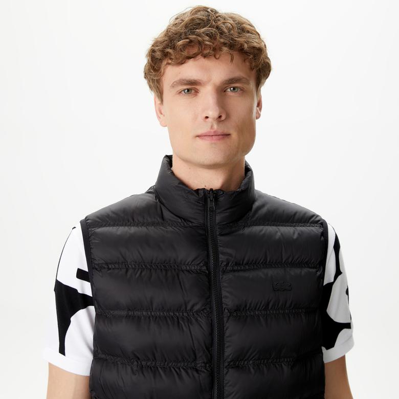 Lacoste Erkek Kapüşonlu Siyah Çıkarılabilir Yelek Detaylı Mont